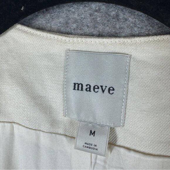 Anthropologie Maeve Ivory Tailored Linen Vest Size M Chic Workwear Office - Picture 6 of 16